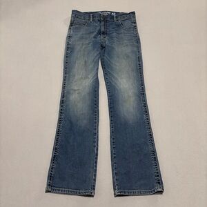 Wrangler Retro Slim Boot Jeans Mens Size 34x34 Blue Western Denim Cowboy Farm